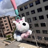 하트 웨스티+핑크 끈 14cm × 1개