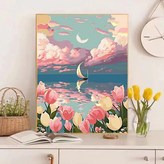 SJ020鬱金香4 - 30*40CM帶內框 畫筆顏料 × 1個