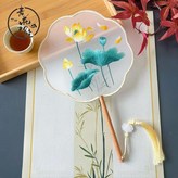 八瓣藍葉黃荷花獨家亮絲雙面繡特惠版 × 1個