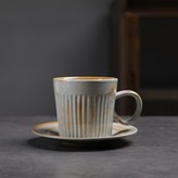 263 - A豎紋咖啡杯 碟 抹白 170ml × 1個