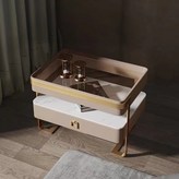 淺褐色+玻璃巖板+抽屜貼絨布(無夜燈 無充電功能):55*40*50 cm × 1件