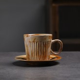 263 - B豎紋咖啡杯 碟 赤色 170ml × 1個