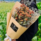 【復古貼紙】橙色玫瑰+草 × 1個