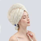 2025年新款【10A抗菌】加厚泡泡絨幹發帽-牛奶白:【76x27cm】【加厚加軟】 × 1個