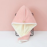 粉白色 雙層珊瑚絨乾髮帽 × 1個