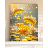 40cmx50cm 캔버스형 금전운 황금연꽃 골드잉어 × 1세트