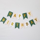 叢林綠米色底金字-HBD拉旗 × 1個