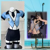 藍色空姐綁帶裙套裝L碼【110-130】保密發貨 × 1個