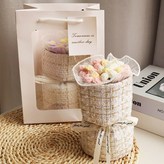 7朵粉白泡芙禮品袋 × 1套