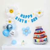 05)무광데이지생일풍선세트 기본형 블루 × 1세트