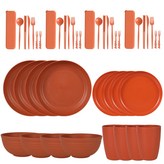橙色)4人份 橫紋配小圓碟44件套 × 1個