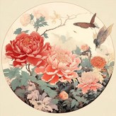 30*30cm 원단형 부귀영화 모란꽃4 × 1세트