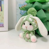 그린 체크 모자 토끼 × 1개