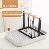 加厚雙層茶盤-白+黑杯架(可放壺) × 1個