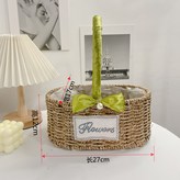 橢圓禮籃花籃牛油綠絲帶（送花泥賀卡） × 1個