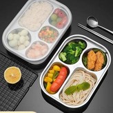 【4格】+PP蓋+送餐具,316歐式餐盤 × 1個