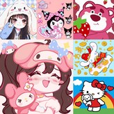 2020數字油畫隨機一幅,【20×20內框+畫筆+顏料+膠膜】 × 1個