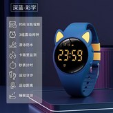 深藍色-彩字【可愛萌趣學生多功能手表】 × 1個