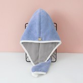 藍灰色 雙層珊瑚絨乾髮帽 × 1個