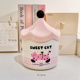 粉色貓咪帶蓋髮飾收納盒 × 1個
