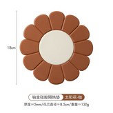 太陽花茶壺杯墊/棕,選用鉑金硅膠/加厚防燙防滑 × 1個