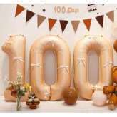 數字100（焦糖色）含白緞帶（蝴蝶結） × 1套