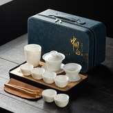 羊脂玉全白蓋碗六杯公杯茶漏茶盤中國白藍包:如圖所示3312 × 1個