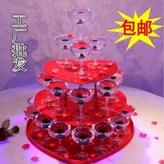 빨간색 3단 하트 타워 + 플라스틱 컵 30개 × 1개