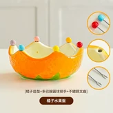 橘子果碗 短款PS多巴胺果叉X6支 × 1個