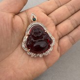 PY鑲鑽樹脂彌勒佛吊墜-紅色 × 1個