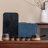 海浪側把壺茶具小套組—漸變土色 × 1個