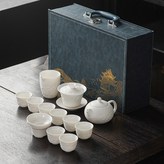 羊脂玉浮雕蓋碗西施壺過濾組公杯8杯藍包箱:如圖所示823 × 1個