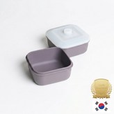 소형 사각 2P / 바디:퍼플그레이 / 뚜껑:반투명 × 1개