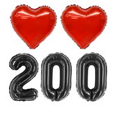 2.숫자풍선블랙(소)/200+하트레드(18inch)2P