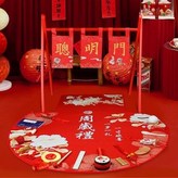 24件套,國風聰明門,紅色布簾,抓周毯 × 1套