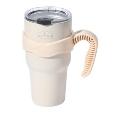 DIYOU 雙層真空不鏽鋼保溫杯組(杯子+把手+蓋子), 象牙白, 900ml, 1組