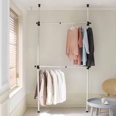 comet 家用基本型固定式衣架 2層, 白色 黑色