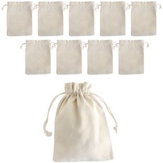 男女通用素色亞麻束口袋 10入