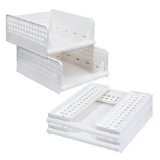 OLIVING 可折疊滑動式收納盒, 白色, 4個