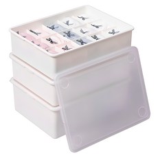 이즈리빙 칸칸칸 속옷 정리함 세트 1칸 + 10칸 + 15칸, 아이보리 + 반투명뚜껑, 1세트