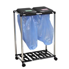 OTTO 掀蓋式分類垃圾桶 2入, 黑色, 1組