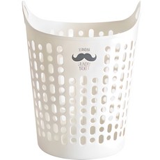 SHABATH Scandina 韓國製開口型洗衣籃 鬍鬚圖案, 象牙白