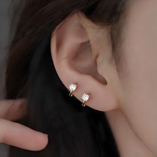 gelluna 女性迷你單鑽易扣式圈形耳環 P-305