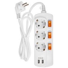 홈플래닛 멀티탭 3구 + USB 2포트 XWL-SAG3U, 1.5m, 화이트, 1개