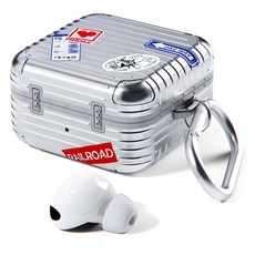 miak 行李箱造型耳機保護殼, 銀色, 1個, Galaxy Buds Live/Pro/Pro 2/FE