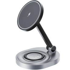 뉴에이커 3in1 맥세이프 무선충전기, 블랙, 1개