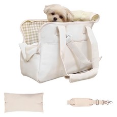 寵物狗隨身背帶包+靠墊+交叉肩帶組合, 象牙白, 1組