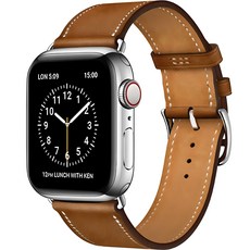 LLANBERIS Apple Watch 1/2/3/4/5/6/7/SE 皮革錶帶( 38/40/41mm), 棕色