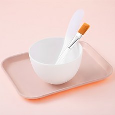 VITAHALO DIY敷臉面膜用具3件組 碗+刮刀 L號+刷子, 白色, 1組