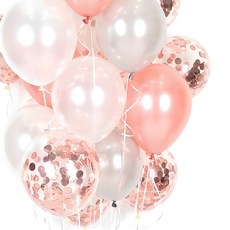 천장풍선20p + 컬링리본3p + 스폰지닷100p 세트, 컨페티은박로즈골드 + 펄실버 + 펄화이트 + 펄로즈골드 + 화이트, 1세트